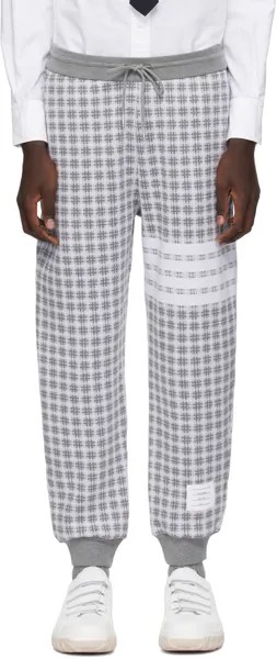 Серые спортивные штаны в клетку Thom Browne