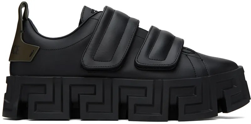 Черные кроссовки Greca Portico с ремешками Versace
