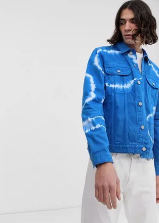 Синяя джинсовая куртка с отделкой тай-дай ASOS DESIGN-Синий