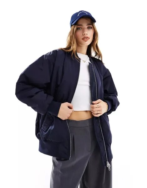 Темно-синяя куртка-бомбер с присборенными рукавами InWear Terra In Wear