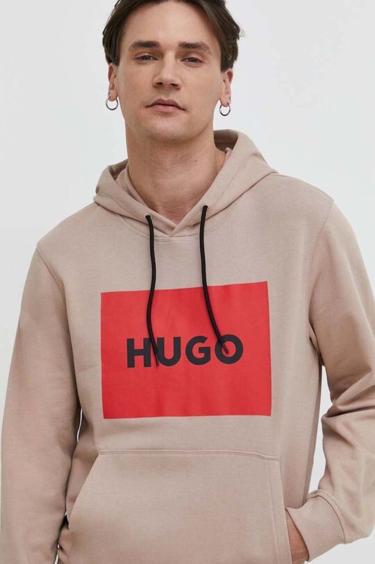 Хлопковая толстовка Hugo, бежевый