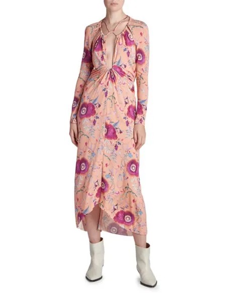 Платье Jadessi Isabel Marant миди из джерси с цветочным вырезом, розовый