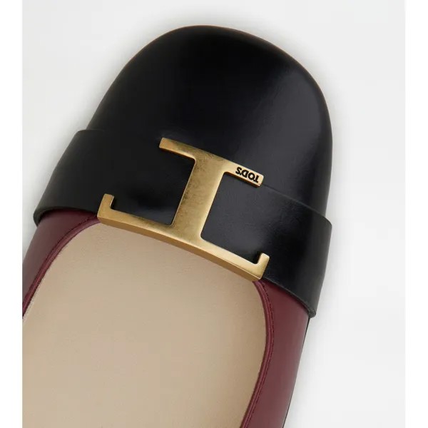 Кожаные балетки T Timeless TOD's, цвет Amaranth + Balck