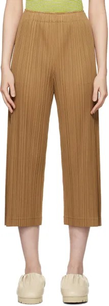 Коричневые брюки со складками Pleats Please Issey Miyake