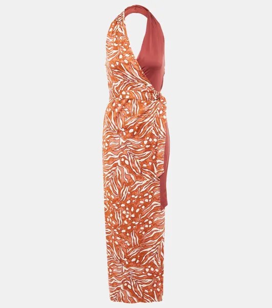 Платье-халат Chase из джерси Diane Von Furstenberg, цвет wtr tyg caramel lg/chestnut
