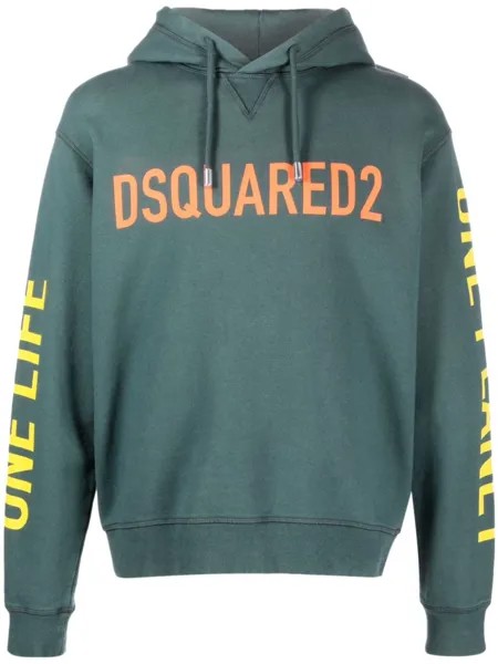 Dsquared2 худи с надписью, зеленый