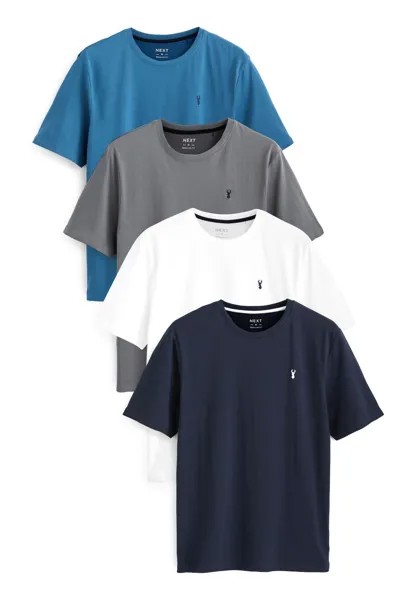 Базовая футболка 4 Pack Regular Fit Next, цвет white slate grey blue navy