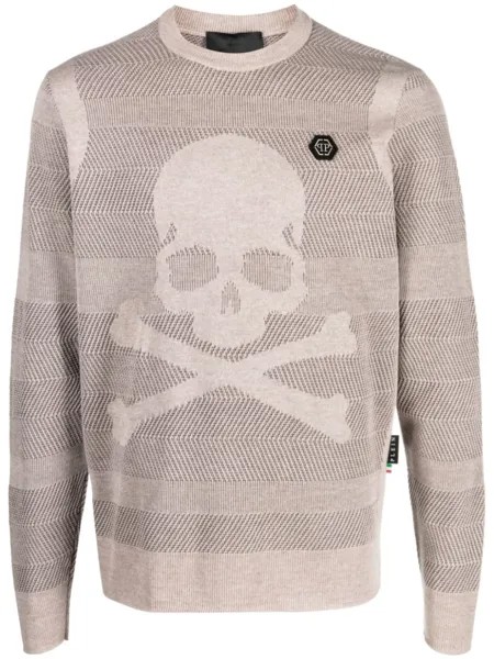 Philipp Plein джемпер Skull&Bones из смесовой шерсти, нейтральный цвет