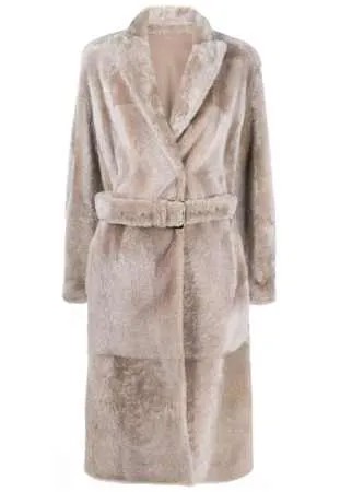 Brunello Cucinelli однобортное пальто с поясом