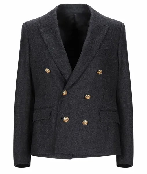 Фланелевый двубортный пиджак CELINE, серый/золотой