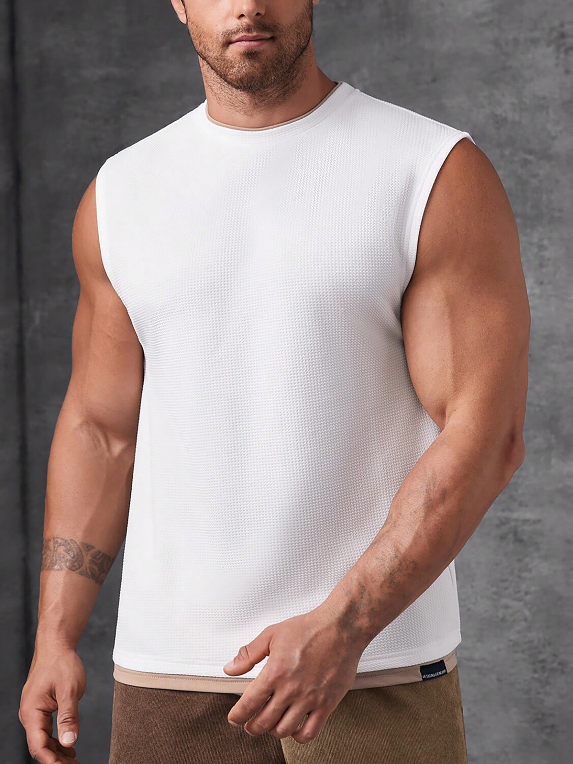 Мужская однотонная майка с круглым вырезом Manfinity Homme, белый цвет