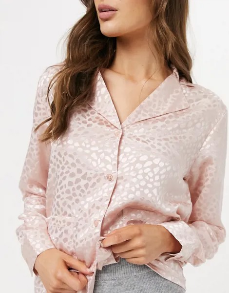 Жаккардовый пижамный топ румяно-розового цвета Liquorish-Розовый цвет