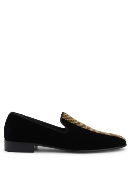 Giuseppe Zanotti бархатные лоферы Tuxedo Diamond, черный