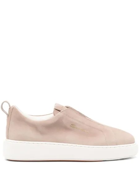 Santoni замшевые слипоны, нейтральный цвет