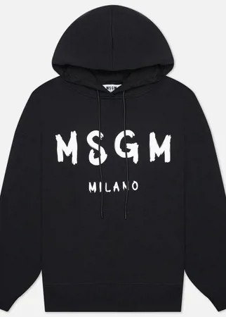 Женская толстовка MSGM Paint Logo Unbrushed Hoodie, цвет чёрный, размер S