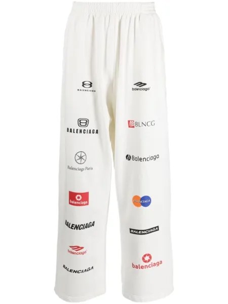 Balenciaga спортивные брюки Baggy с логотипом, белый