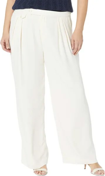 Широкие брюки со складками из жоржета больших размеров LAUREN Ralph Lauren, цвет Mascarpone Cream