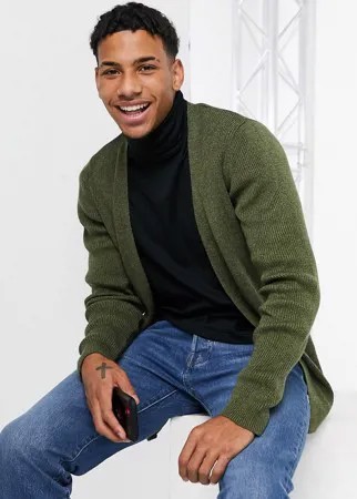 Кардиган цвета хаки в рубчик ASOS DESIGN-Зеленый