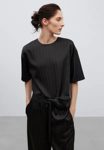 Футболка с принтом Striped Short Sleeve ADOLFO DOMINGUEZ, черная