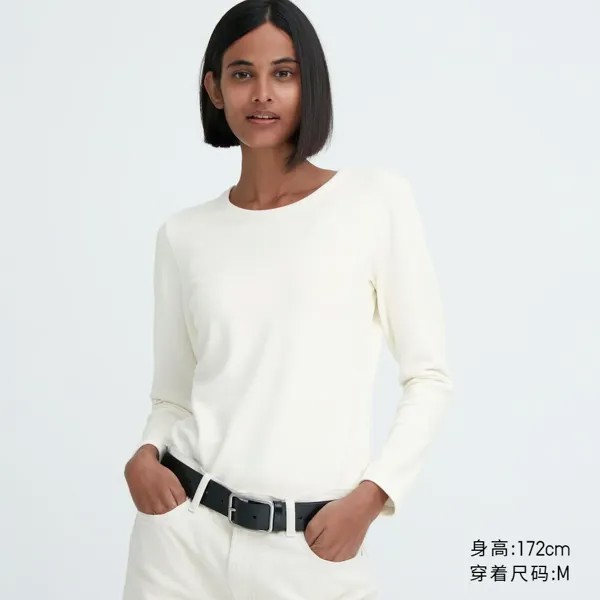 Женская футболка Uniqlo HEATTECH утепленная, жемчужно-белый