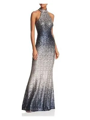 AQUA FORMAL Женское серебряное вечернее платье макси без рукавов с блестками и блестками 2