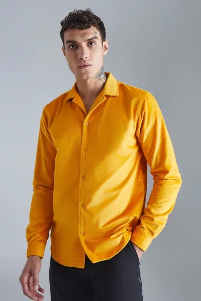 Велюровая рубашка Revere с длинными рукавами boohooMAN, золото
