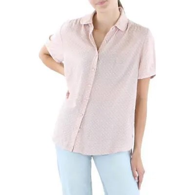 Женская розовая рубашка на пуговицах с воротником в горошек Anne Klein L BHFO 0853
