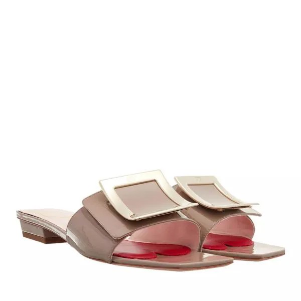 Туфли belle vivir metal buckle mules in patent leather Roger Vivier, коричневый