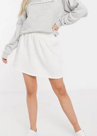 Кремовая свободная мини-юбка с цветочным фактурным узором ASOS DESIGN Petite-Белый