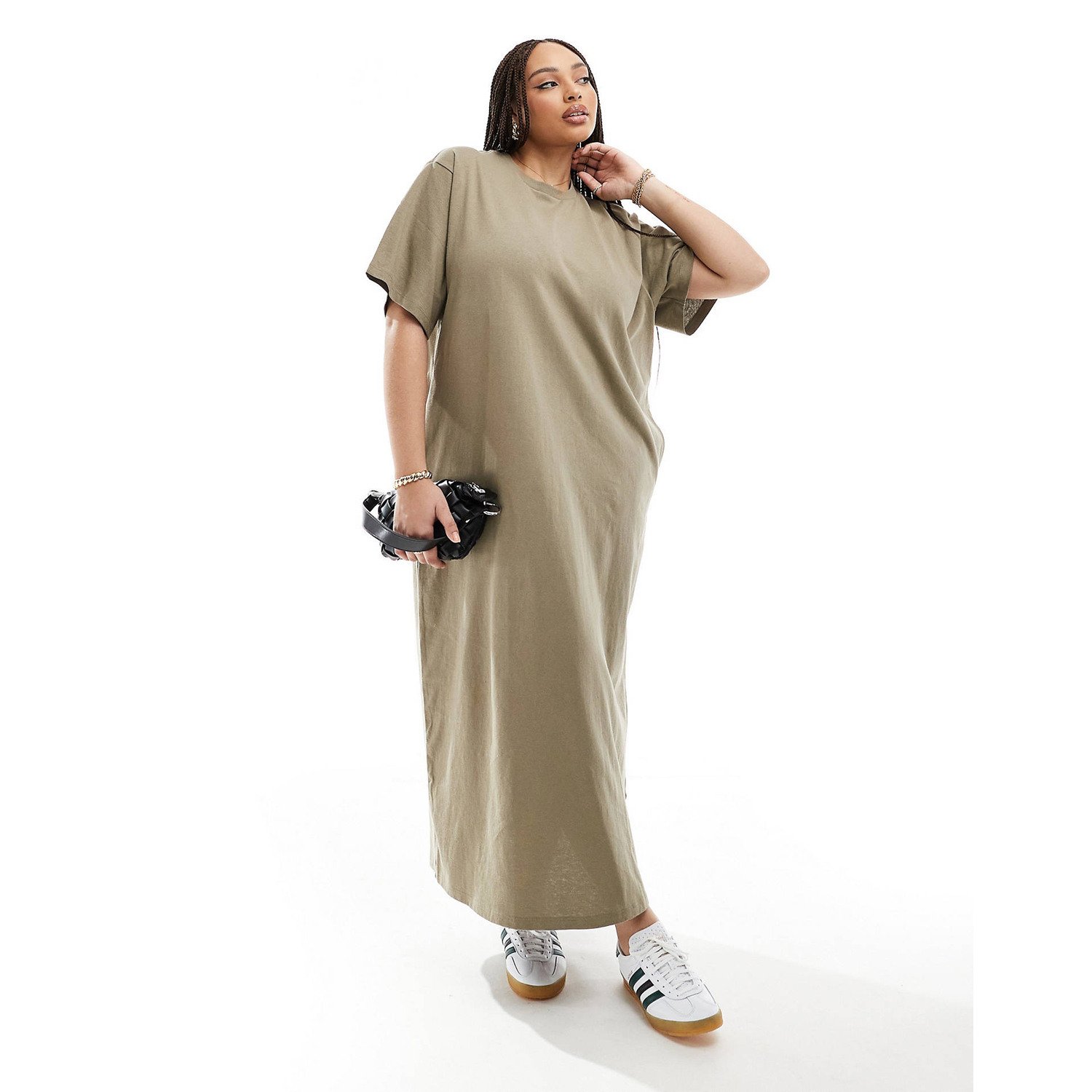 Платье Asos Edition Premium With Pockets, зеленый хаки