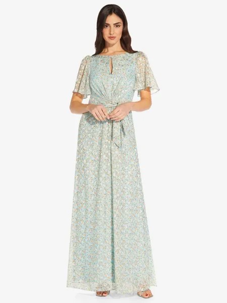 Adrianna Papell Шифоновое платье макси с цветочным принтом, Skyway/Multi