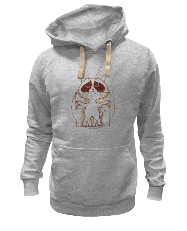 Худи Printio Витрувианский кот серое 2XL
