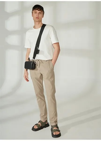 Бежевые мужские брюки узкого кроя с нормальной талией и двойными штанинами Brooks Brothers