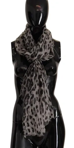 DOLCE - GABBANA Шарф Коричневый шелковый платок с леопардовым принтом 200см x 60см 520долл. США