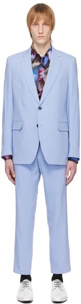 Синий костюм с надрезом Dries Van Noten