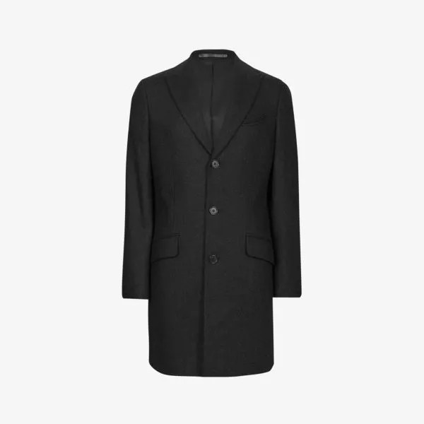 Однобортное пальто Manfred из переработанной шерсти Allsaints, черный