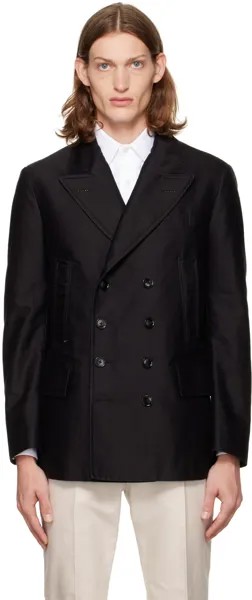 Черный двубортный бушлат TOM FORD