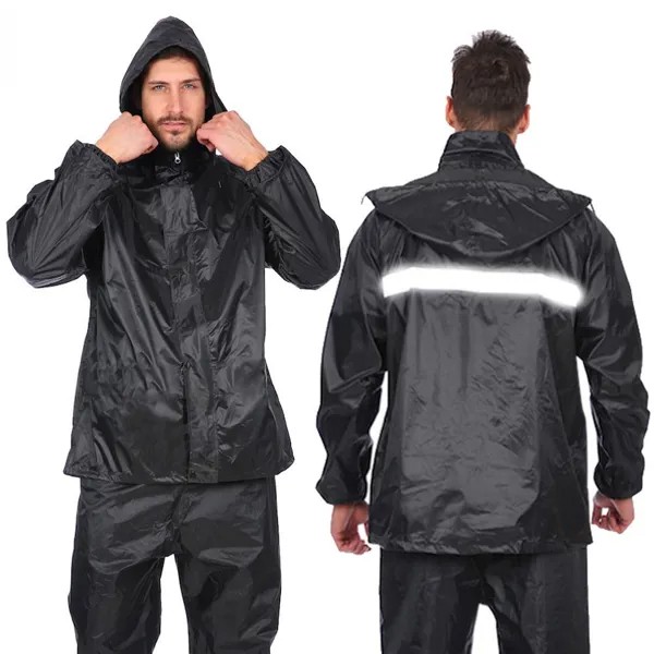 LichKing Мужчины Открытый водонепроницаемый Ветрозащитный легкий с капюшоном Дождь пальто » Брюки плащ