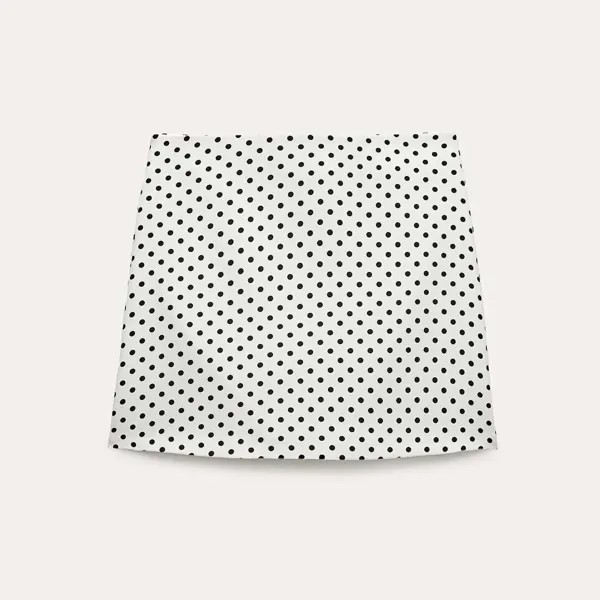 Юбка-мини Zara ZW Collection Polka Dot, белый