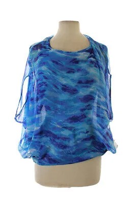 Ellen Tracy New Blue Blouson Dolman Top с короткими рукавами и принтом M $ 89,5