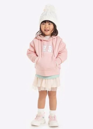 Розовое худи oversize с котиками для девочки Gloria Jeans
