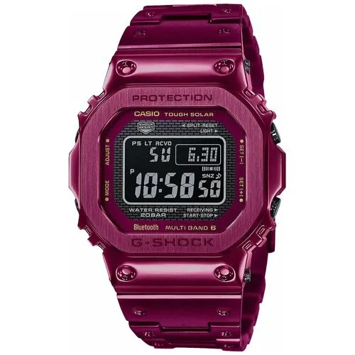 Наручные мужские часы Casio GMW-B5000RD-4ER G-Shock корпус из нержавеющей стали с Bluetooth и функцией поиска телефона с солнечным аккумулятором кварцевые спортивные с подсветкой будильником таймером сапфировое стекло водонепроницаемые ударопрочные япония оригинал гарантия