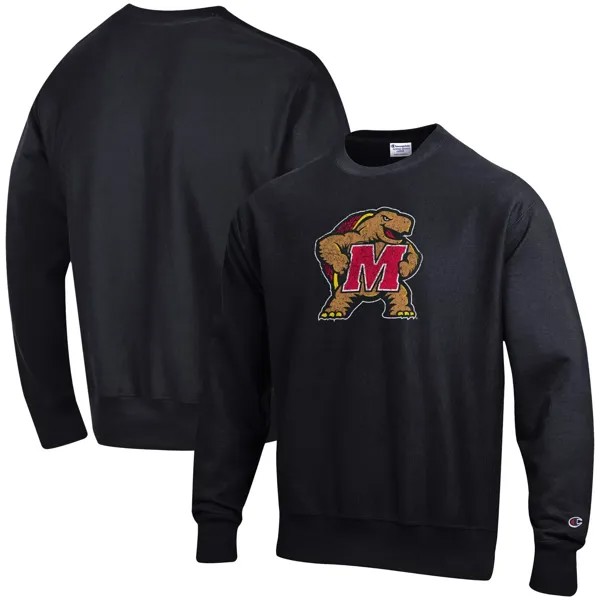 Мужской черный пуловер с логотипом Maryland Terrapins Vault обратного переплетения Champion