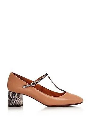 CHIE MIHARA Женские кожаные туфли Barna персиково-коричневого цвета со змеиным узором Mary Jane 8,5 м