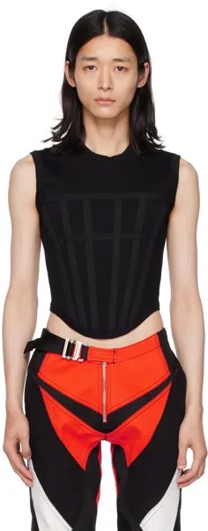 Черная майка с корсетом в рубчик Dion Lee