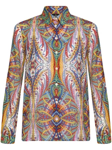 ETRO рубашка с принтом пейсли, зеленый