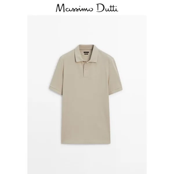 Рубашка-поло мужская Massimo Dutti с короткими рукавами, кремовый
