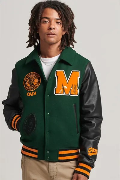 Бомбер College Varsity с нашивкой Superdry, зеленый
