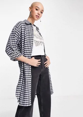 Oversized-рубашка в синюю клетку New Look-Голубой