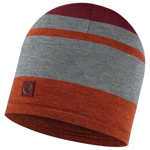 Шапка Buff Merino Move Hat, размер one size, серый, бордовый